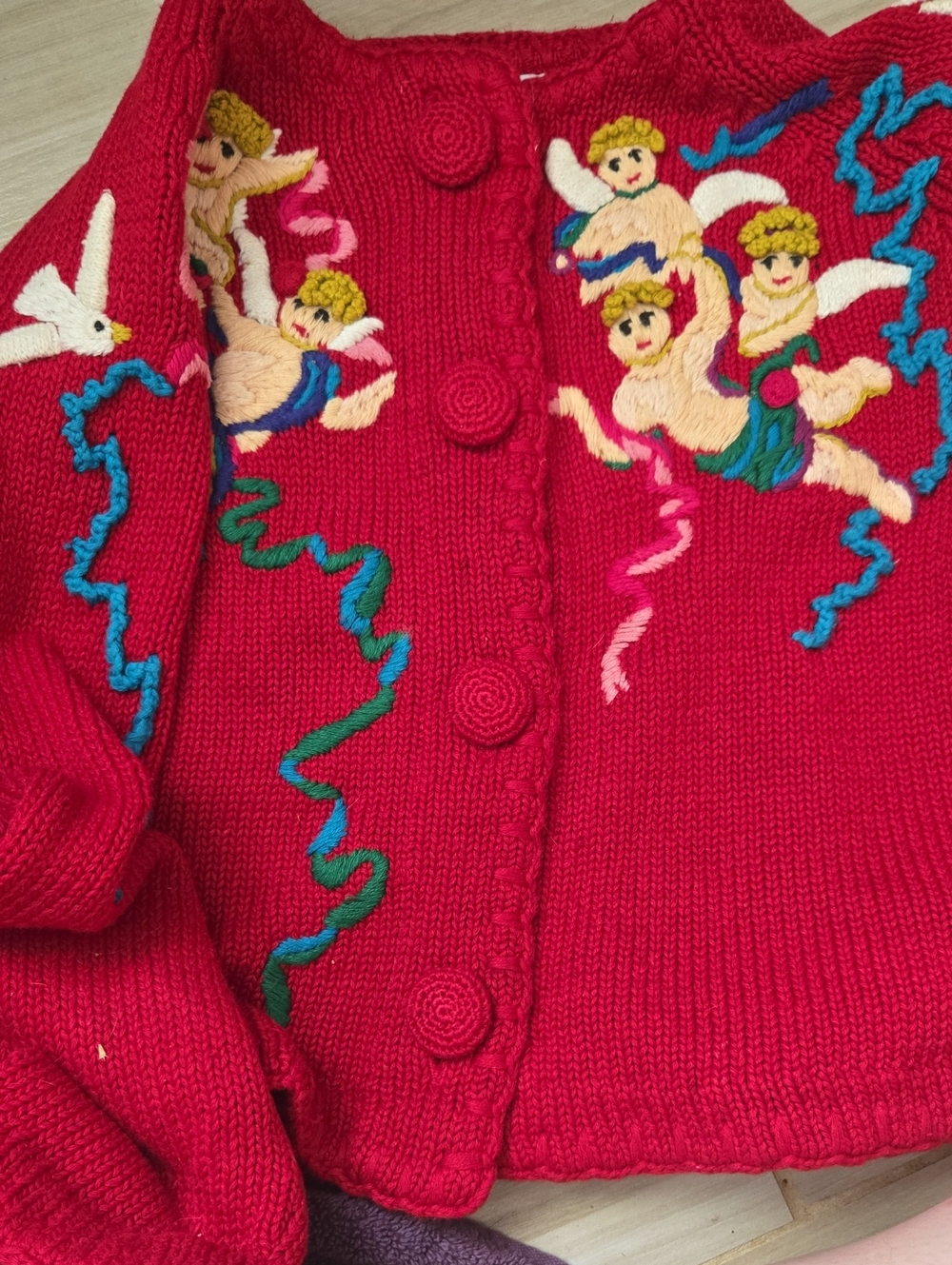 Vintage Cherub Angel Cardigan Sweater